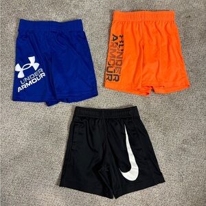 Lot of toddler boy size 4 Nike Under Armour athletic shorts little boy pull on